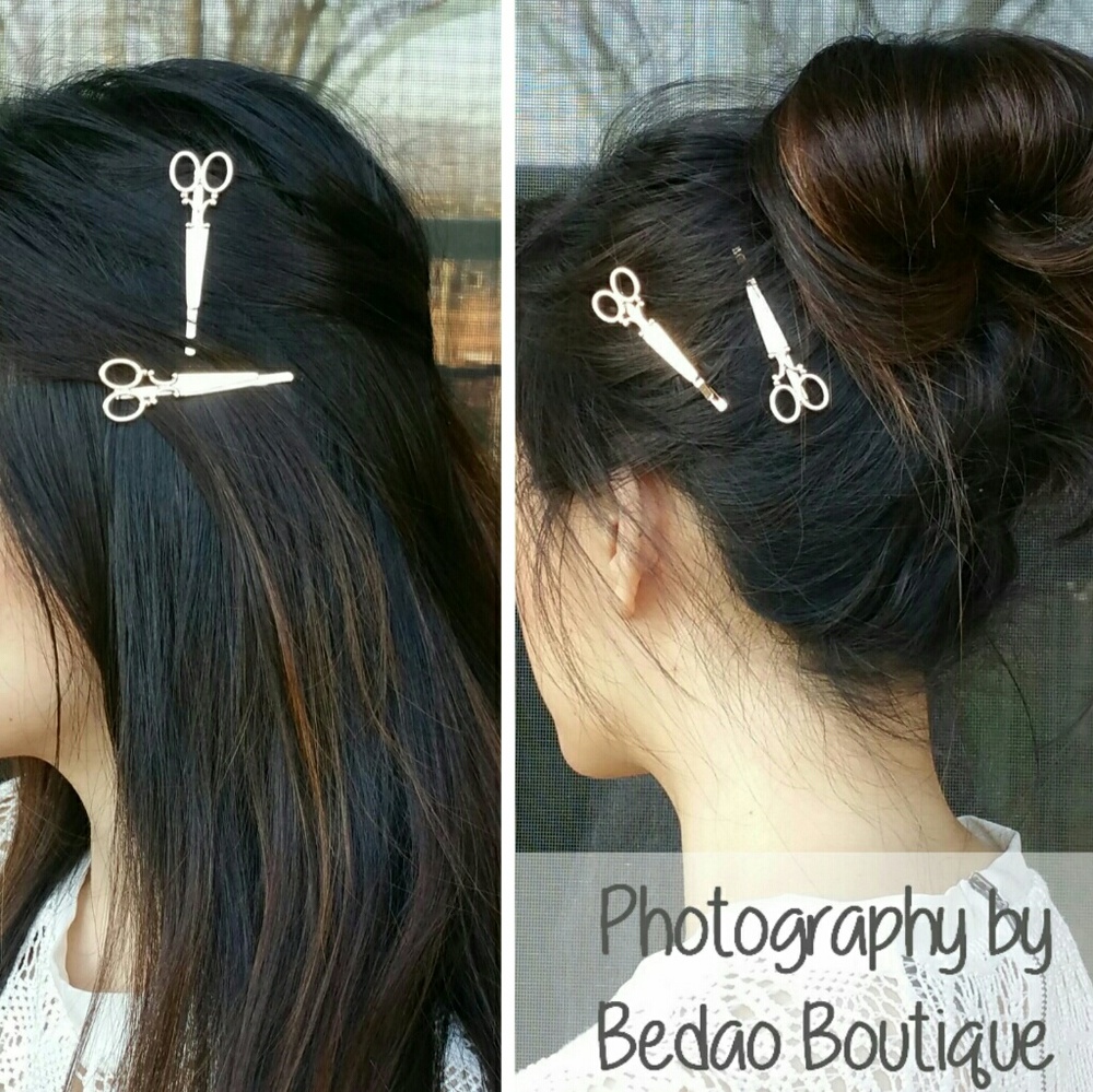 Silver Scissor Bobby Pins